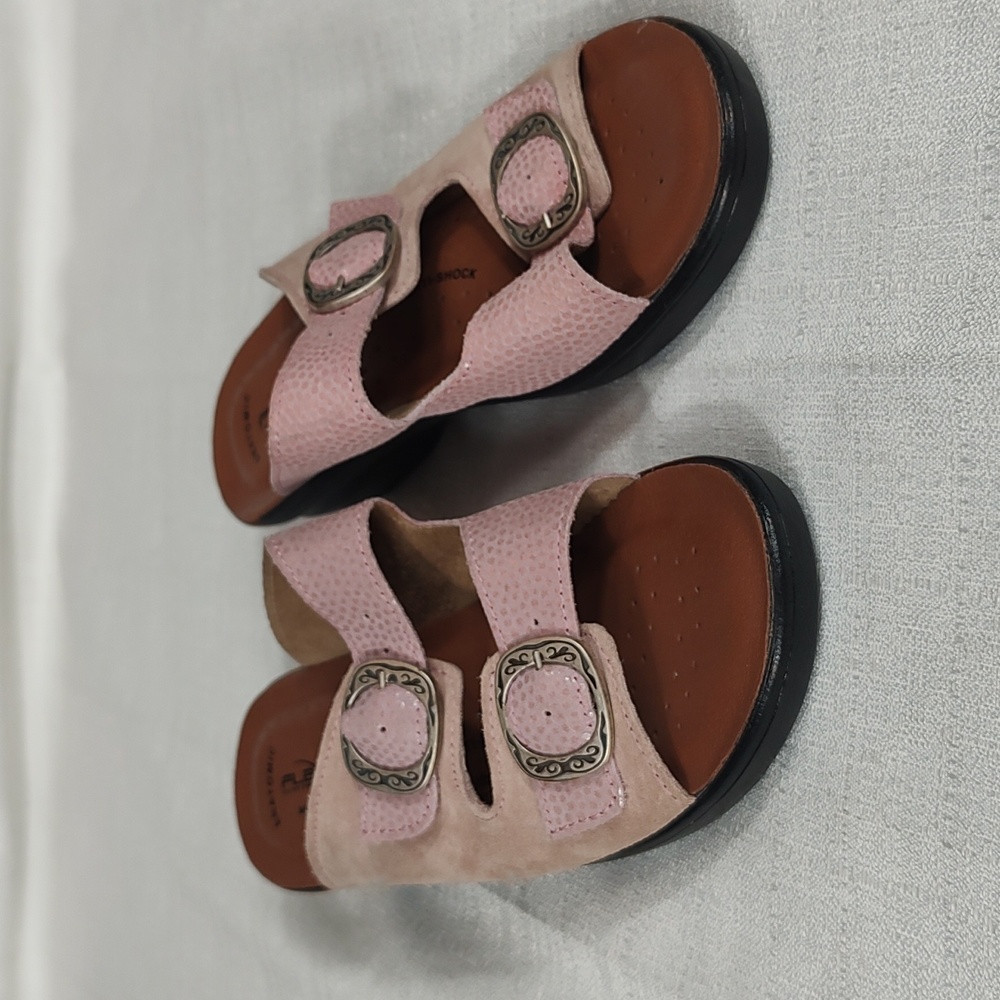 Flexus by Spring Step Soft Pink Summer Slide Sandals Leather Womens Size 39